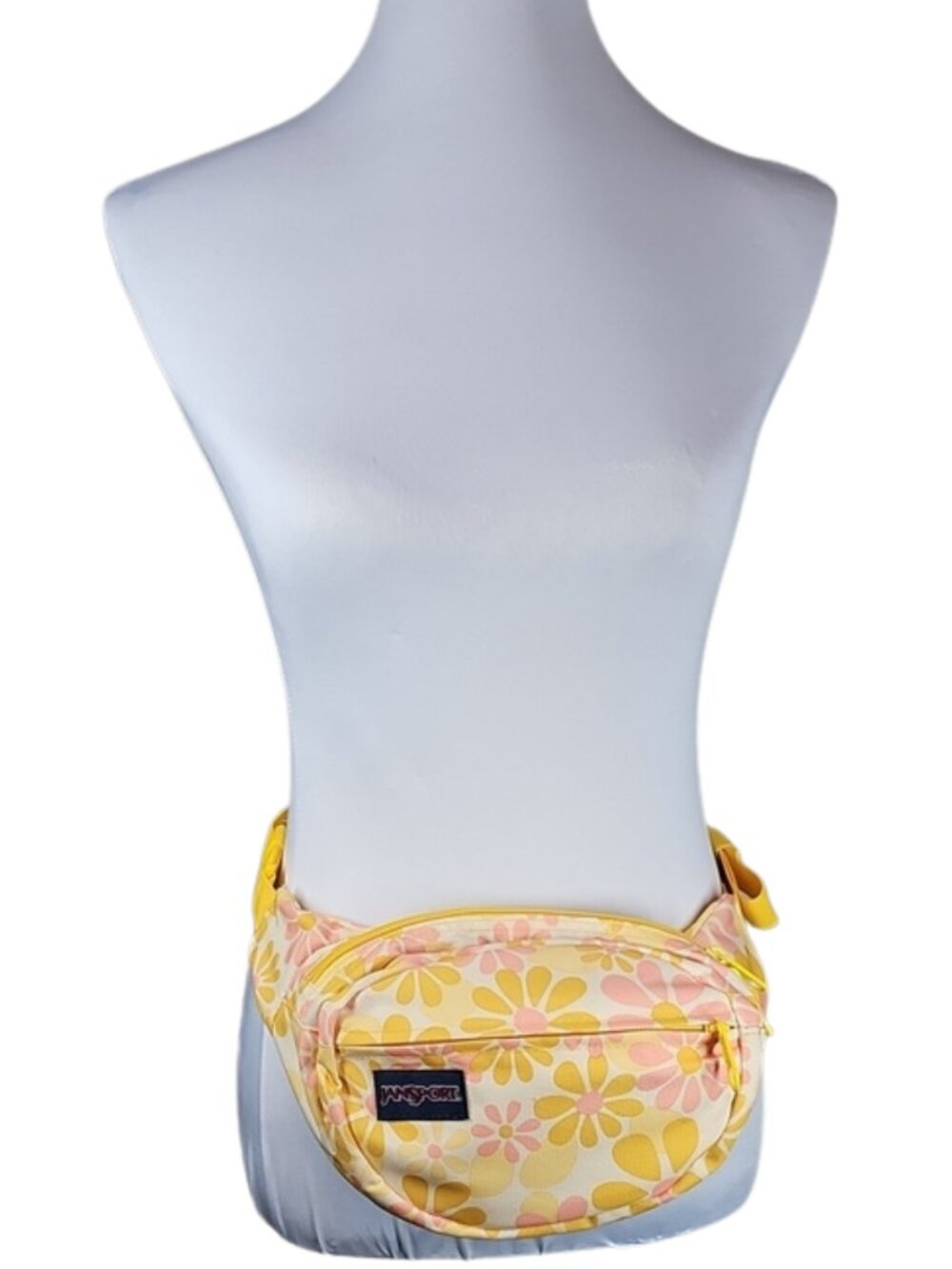 JanSport Fifth Avenue Fanny Pack Yellow Pink Retro Daisy Floral Belt Bag Travel